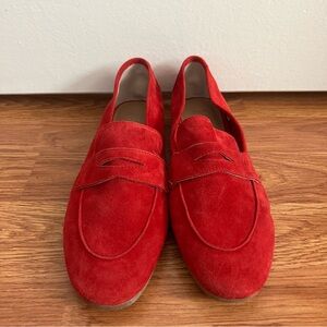 MARK FISHER Womens Red Suede Loafers Size 6.5